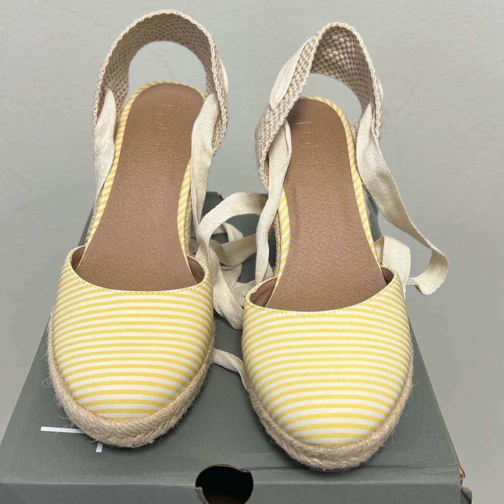 Seersucker Espadrille Wedges